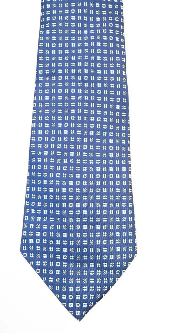 Thomas Pink 100% Silk Tie Italy Blue All Over Patterned